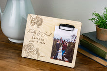 Load image into Gallery viewer, Personalized Engagement Picture Frame - Peony Design