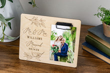 Load image into Gallery viewer, Mr and Mrs Last Name Willow Leaf Wedding Picture Frame