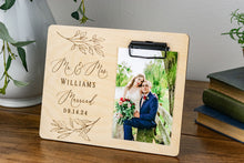 Load image into Gallery viewer, Mr and Mrs Last Name Willow Leaf Wedding Picture Frame