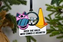 Load image into Gallery viewer, Deck The Halls with Cones and Helmets - Autocross Ornament