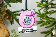 Load image into Gallery viewer, Spooling in a Winter Wonderland Turbo Christmas Ornament - Choose from 3 Colors