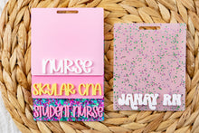 Load image into Gallery viewer, Custom Acrylic Badge Buddy | 3D Personalized Badge Holder | Gift for Nurse or Healthcare Worker | Many Color Options