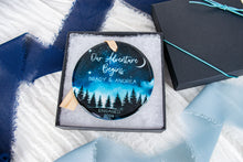 Load image into Gallery viewer, Night Sky Our Adventure Begins Engaged Ornament, Outdoorsy Couple Engagement Gift