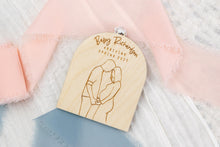 Load image into Gallery viewer, Wood Baby Bump Ornament, Pregnancy Announcement Ornament, Christmas Baby Announcement for Family