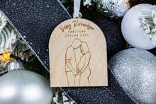 Load image into Gallery viewer, Wood Baby Bump Ornament, Pregnancy Announcement Ornament, Christmas Baby Announcement for Family