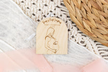 Load image into Gallery viewer, Wood Baby Bump's First Christmas Pregnancy Announcement Ornament, Personalized Gift for Expecting Parents