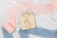 Load image into Gallery viewer, Wood Baby Bump's First Christmas Pregnancy Announcement Ornament, Personalized Gift for Expecting Parents