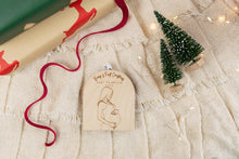 Load image into Gallery viewer, Wood Baby Bump's First Christmas Pregnancy Announcement Ornament, Personalized Gift for Expecting Parents