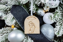 Load image into Gallery viewer, Personalized Wooden Baby Bumps First Christmas Ornament, Personalized Gift for Expecting Parents
