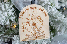 Load image into Gallery viewer, I Believe in Magic and Books, Book Christmas Ornament, Book Lover Gift