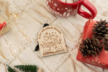 Load image into Gallery viewer, Wood In Love with Fictional Characters Bookish Christmas Ornament, Gift for Book Lover
