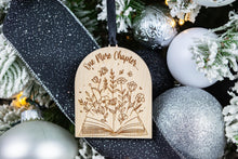 Load image into Gallery viewer, Wood One More Chapter Bookish Ornament, Arch Shaped Book Christmas Ornament, Book Lover Gift