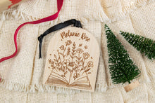 Load image into Gallery viewer, Wood Name Ornament Book Christmas Ornament, Personalized Gift for Book Lover