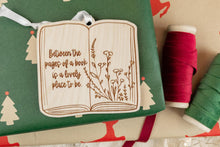 Load image into Gallery viewer, Wood Between the Pages Book Christmas Ornament, Book Lover Gift, Bookish Decor
