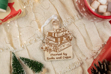 Load image into Gallery viewer, Wood Powered by Books and Coffee Book Lover Ornament, Gift for Readers, Bookish Decor