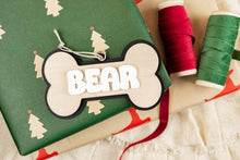 Load image into Gallery viewer, Custom Dog Bone Name Ornament, Personalized Christmas Ornament for Dogs, Acrylic and Wood