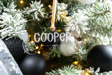 Load image into Gallery viewer, Clear Dog Bone Ornament, Dog Name Ornament, Custom Dog Ornament, Personalized Dog Ornament, Pet Christmas Ornament, Dogs First Christmas