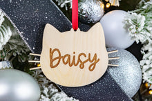 Load image into Gallery viewer, Wood Custom Cat Ornament, Personalized Cat Ornament, Cat Lover Gift