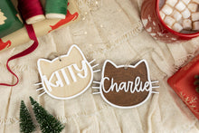 Load image into Gallery viewer, Wood 3D Gingerbread Cat Ornament, Pet Christmas Ornament, Cat Lover Gift