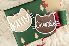Load image into Gallery viewer, Wood 3D Gingerbread Cat Ornament, Pet Christmas Ornament, Cat Lover Gift