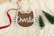 Load image into Gallery viewer, Wood 3D Gingerbread Cat Ornament, Pet Christmas Ornament, Cat Lover Gift