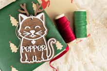 Load image into Gallery viewer, Wood 3D Gingerbread Ornament, Cat Name Ornament, Pet Christmas Ornament, Cat Lover Gift