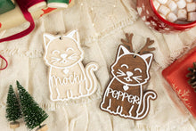Load image into Gallery viewer, Wood 3D Gingerbread Ornament, Cat Name Ornament, Pet Christmas Ornament, Cat Lover Gift