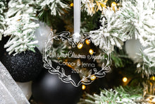 Load image into Gallery viewer, Floral Acrylic First Christmas Together Ornament, Personalized New Couple Ornament, Christmas Gift for Girlfriend