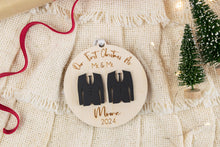 Load image into Gallery viewer, 3D Wood and Acrylic First Christmas as Mr and Mrs, Wedding Gift for Couple, Newlywed Ornament