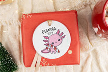 Load image into Gallery viewer, Personalized Axolotl Ornament, Axolotl Lover Gift, Custom Name Ornament