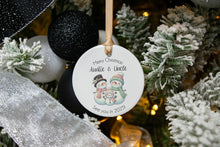 Load image into Gallery viewer, Snowman Pregnancy Announcement Ornament, Christmas Baby Announcement, Customizable to Announce to Any Family Member