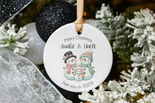 Load image into Gallery viewer, Snowman Pregnancy Announcement Ornament, Christmas Baby Announcement, Customizable to Announce to Any Family Member