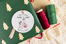 Load image into Gallery viewer, Stork Baby Announcement to New Grandparents, New Aunt and Uncle Christmas Baby Announcement, Customize to any Family Members