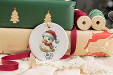 Load image into Gallery viewer, Personalized Kid's Duck Ornament, Custom Name Ornament, Animal Lover Gift