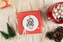 Load image into Gallery viewer, Raccoon Name Ornament, Custom Raccoon Gift, Animal Lover Gift, Personalized Ornament for Kids