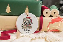 Load image into Gallery viewer, Raccoon Name Ornament, Custom Raccoon Gift, Animal Lover Gift, Personalized Ornament for Kids