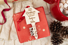 Load image into Gallery viewer, Wood First Christmas In Our Apartment Key Ornament, Personalize with Options