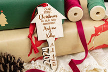 Load image into Gallery viewer, Wood First Christmas In Our Apartment Key Ornament, Personalize with Options