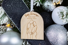 Load image into Gallery viewer, Wood Baby Bump Ornament, Pregnancy Announcement Ornament, Christmas Baby Announcement for Family
