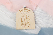Load image into Gallery viewer, Wood Baby Bump Ornament, Pregnancy Announcement Ornament, Christmas Baby Announcement for Family