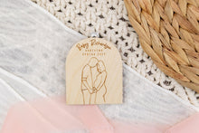 Load image into Gallery viewer, Wood Baby Bump Ornament, Pregnancy Announcement Ornament, Christmas Baby Announcement for Family