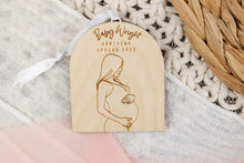 Load image into Gallery viewer, Wood Baby Bump Ornament, Pregnancy Announcement Ornament, Baby Announcement Ornament for Family