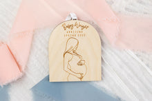 Load image into Gallery viewer, Wood Baby Bump Ornament, Pregnancy Announcement Ornament, Baby Announcement Ornament for Family