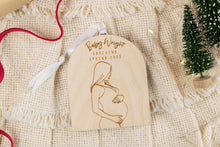Load image into Gallery viewer, Wood Baby Bump Ornament, Pregnancy Announcement Ornament, Baby Announcement Ornament for Family