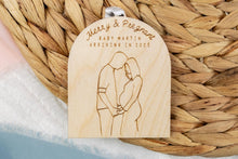 Load image into Gallery viewer, Wood Merry & Pregnant Ornament, Pregnancy Announcement Ornament, Baby Announcement for Family