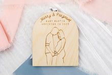 Load image into Gallery viewer, Wood Merry & Pregnant Ornament, Pregnancy Announcement Ornament, Baby Announcement for Family