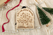 Load image into Gallery viewer, Wood In Love with Fictional Characters Bookish Christmas Ornament, Gift for Book Lover