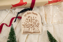 Load image into Gallery viewer, Wood One More Chapter Bookish Ornament, Arch Shaped Book Christmas Ornament, Book Lover Gift