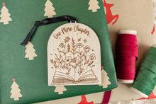 Load image into Gallery viewer, Wood One More Chapter Bookish Ornament, Arch Shaped Book Christmas Ornament, Book Lover Gift