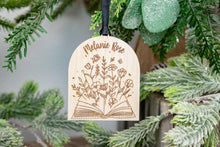Load image into Gallery viewer, Wood Name Ornament Book Christmas Ornament, Personalized Gift for Book Lover